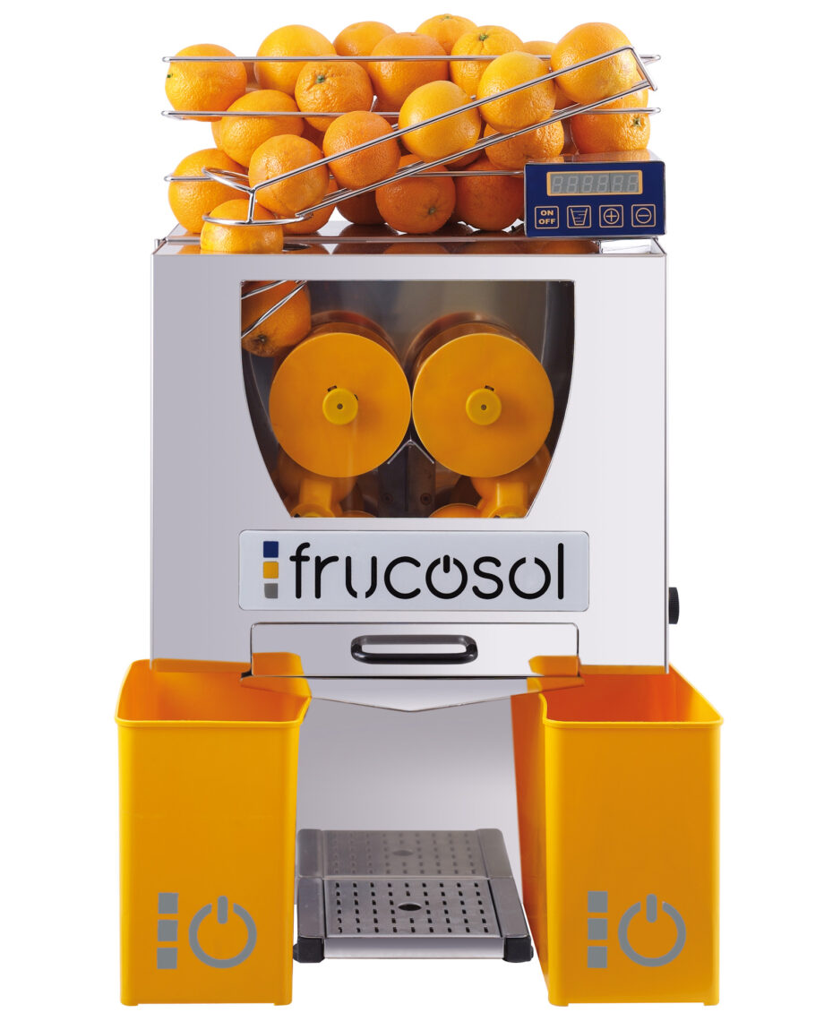 Frucosol F--50C Automatic Juice The Frucosol F-50C Automatic Juicer has an advanced design that makes it one of the most functional, versatile and compact automatic machines on the market today. It will allow you to offer your customers fresh orange juice in seconds.